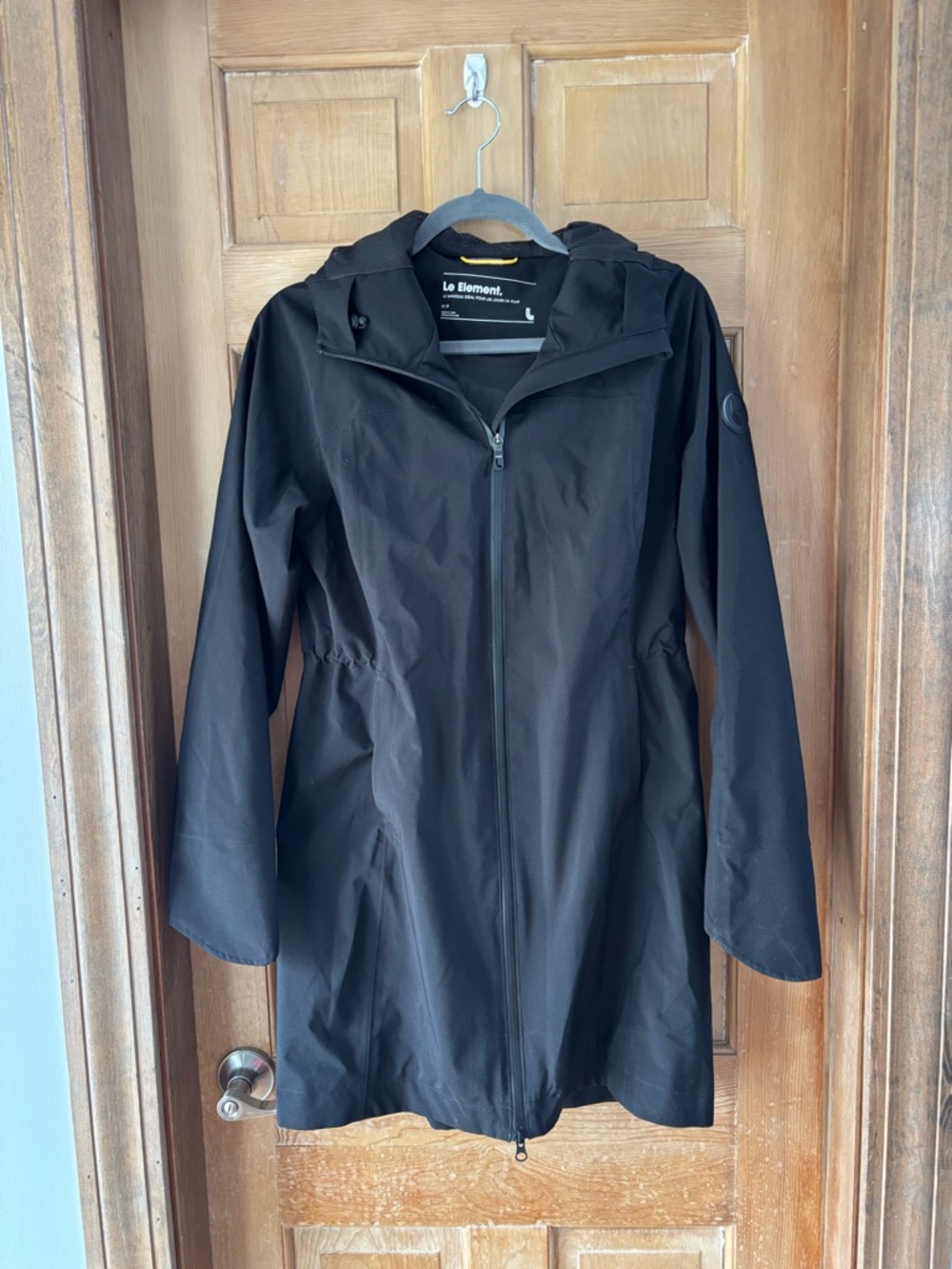 Lolë Le Element Black Hooded Waterproof Raincoat Long Jacket Size S